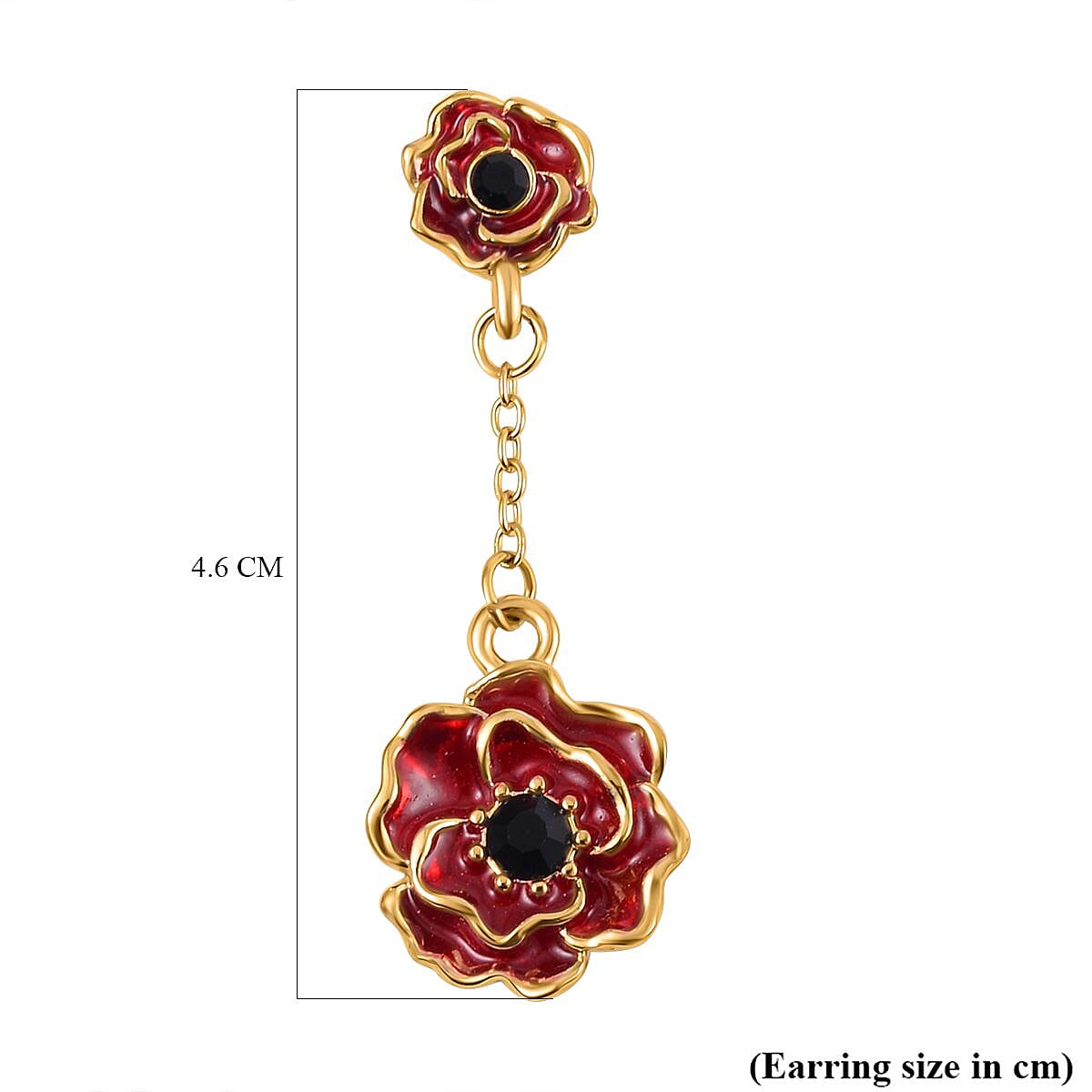 Austrian Black Crystal Dangling Earring with Push Back in Yellow Gold Plated 8232460 7