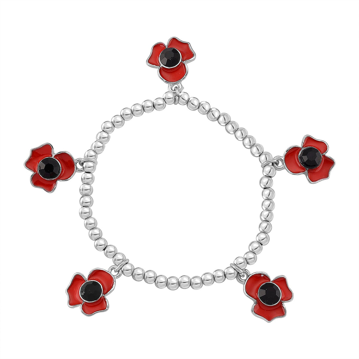 Austrian Black Crystal Bracelet (SIze 7.5 Stretchable) in Silver Tone 8232535 2