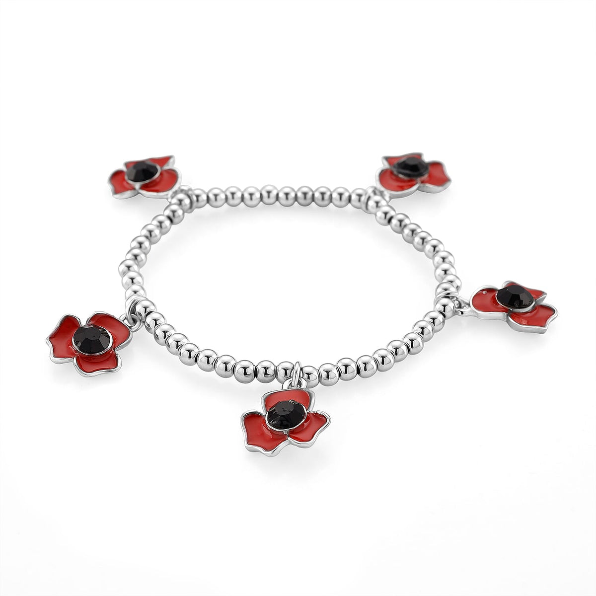 Austrian Black Crystal Bracelet (SIze 7.5 Stretchable) in Silver Tone 8232535 10