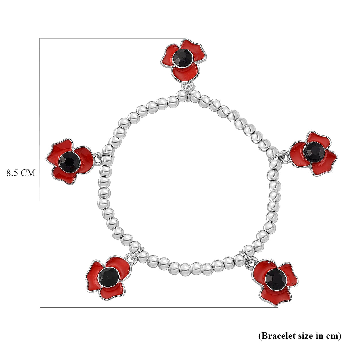 Austrian Black Crystal Bracelet (SIze 7.5 Stretchable) in Silver Tone 8232535 12