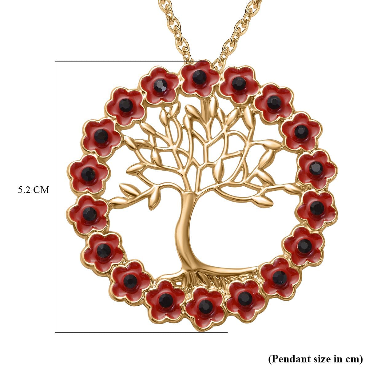 Austrian Black Crystal Tree of Life Necklace (Size 24) in Yellow Gold Plated V32583641 8