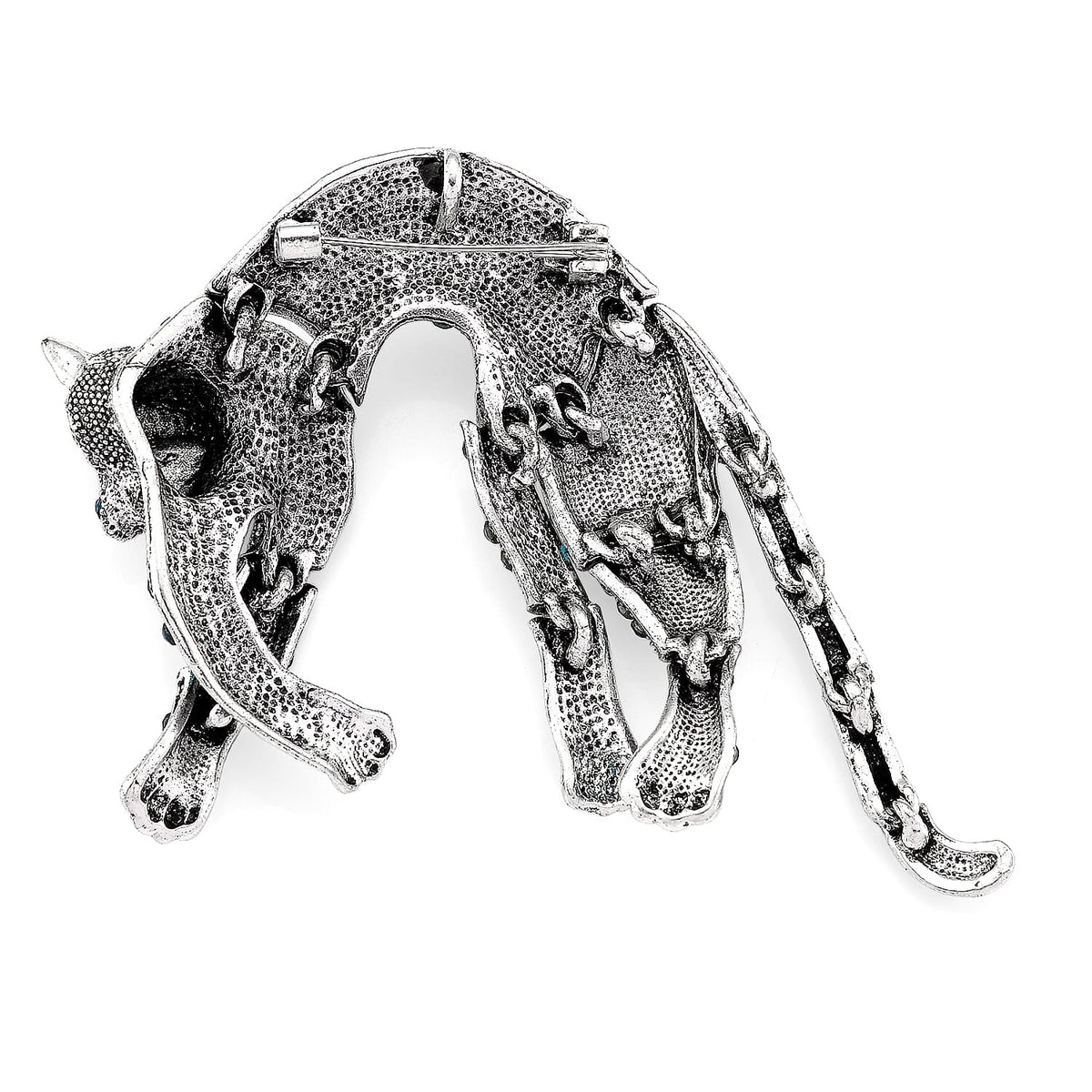 Austrian Blue Crystal &amp; Austrian Black Crystal Leopard Brooch Pendant 8256718 4