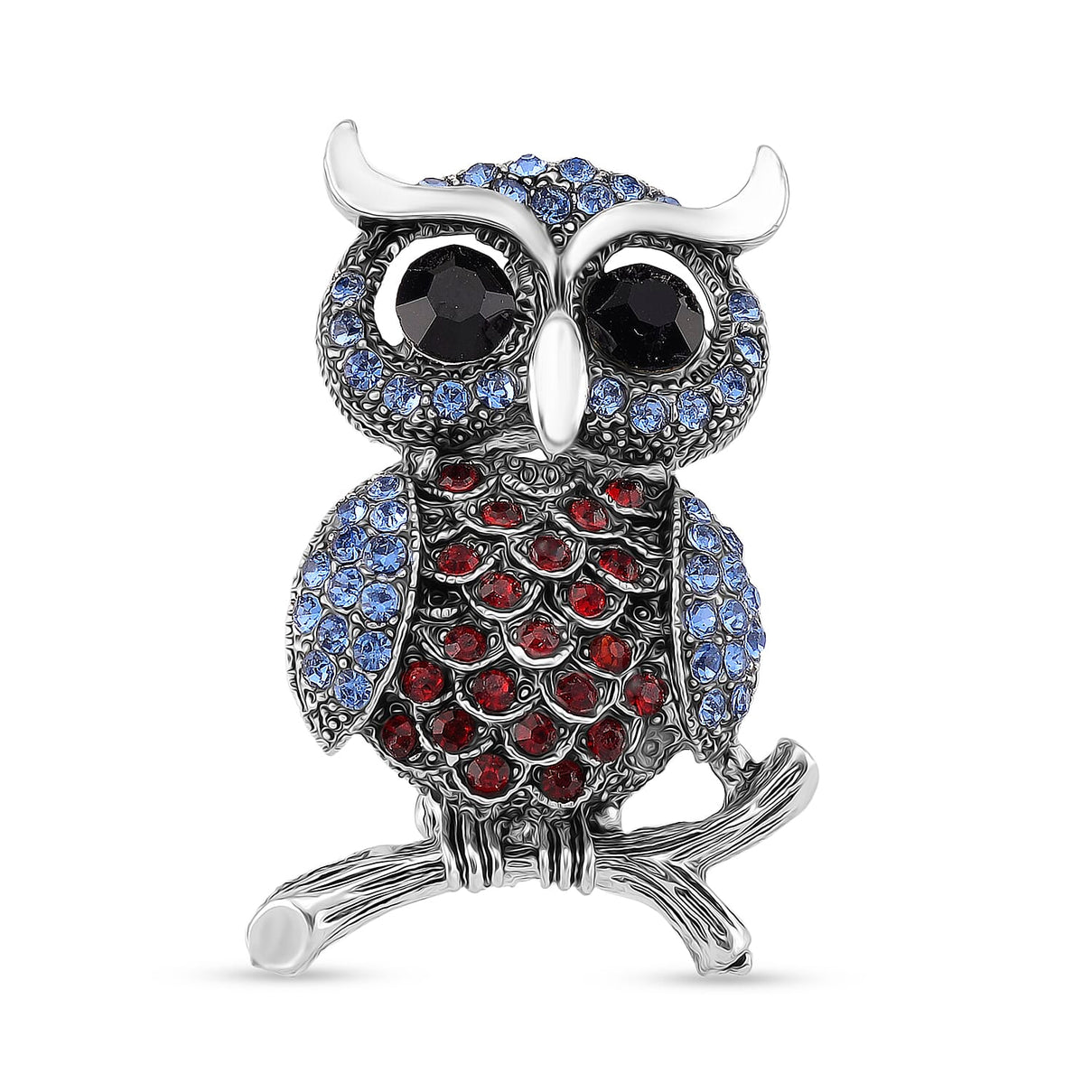 Austrian Multi Colour Crystal Owl Brooch in Antique Silver Colour Tone 8192384 0