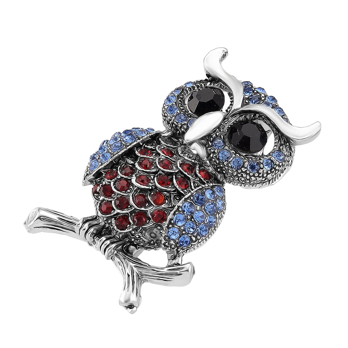 Austrian Multi Colour Crystal Owl Brooch in Antique Silver Colour Tone 8192384 3