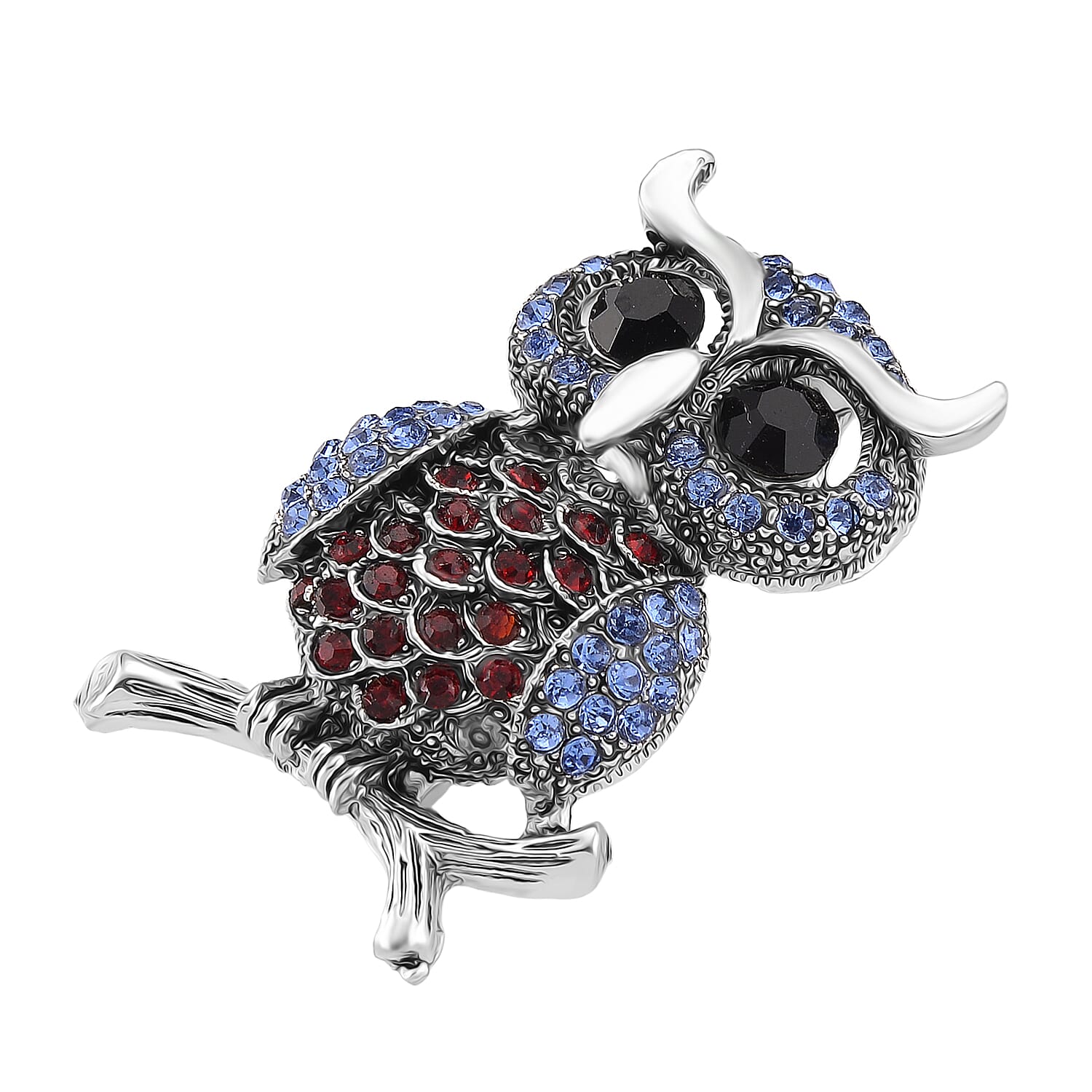 Austrian Multi Colour Crystal Owl Brooch in Antique Silver Colour Tone 8192384 3