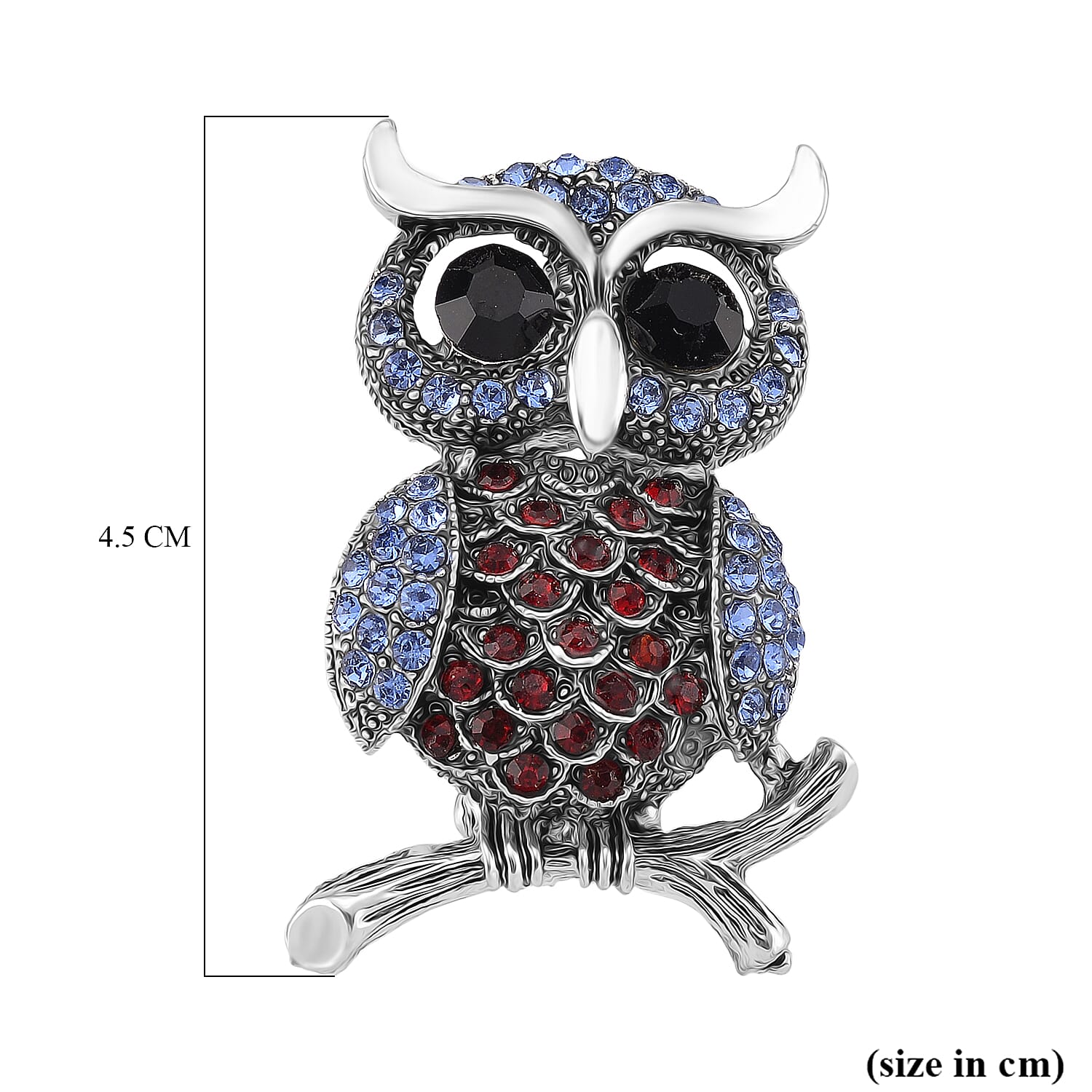 Austrian Multi Colour Crystal Owl Brooch in Antique Silver Colour Tone 8192384 5