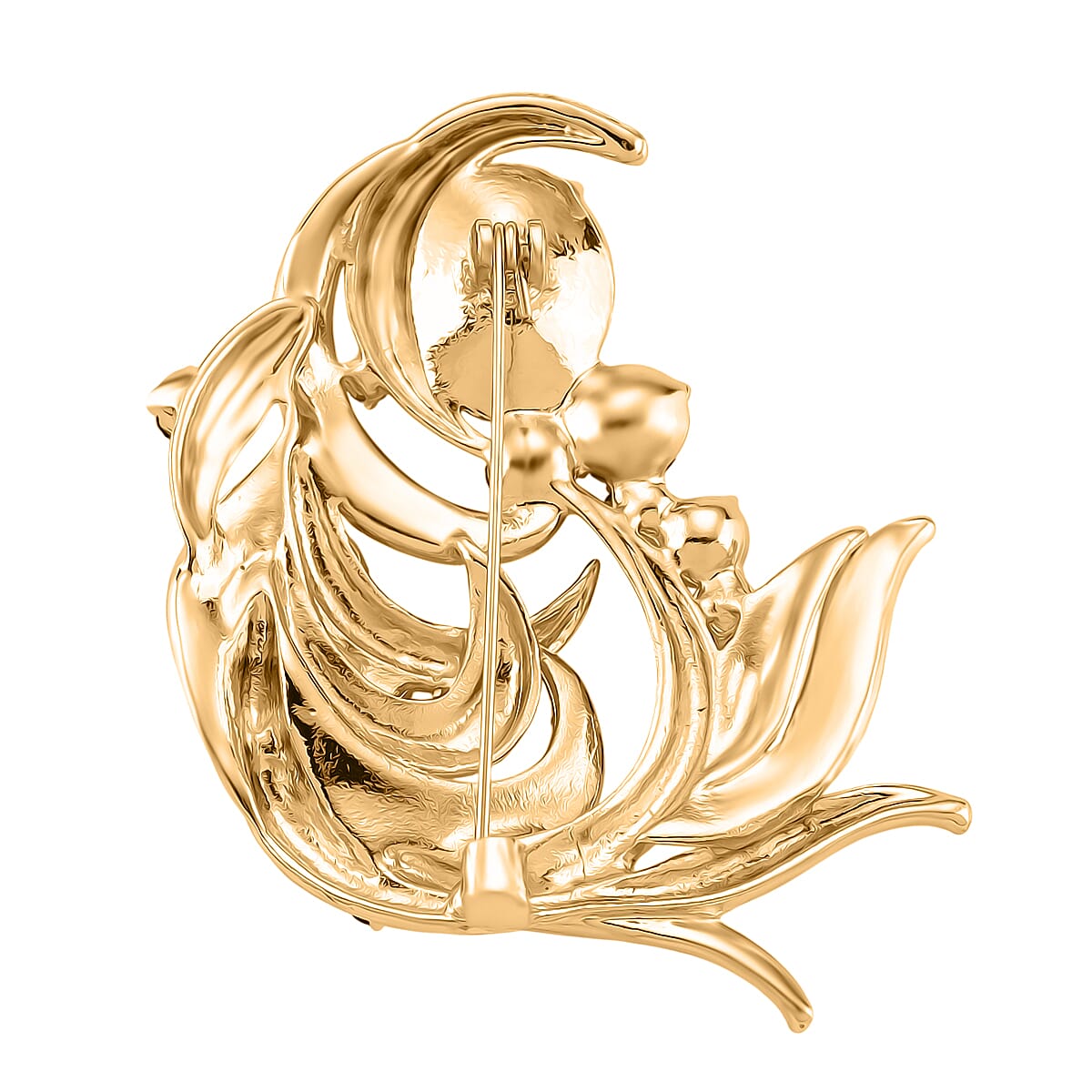 Austrian Blue &amp; White Crystal Brooch in Yellow Gold Colour Tone 8192313 4