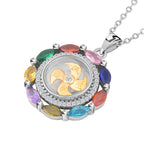 Simulated Multi Sapphire Pendant with Chain (Size 20 with 2 Inch )