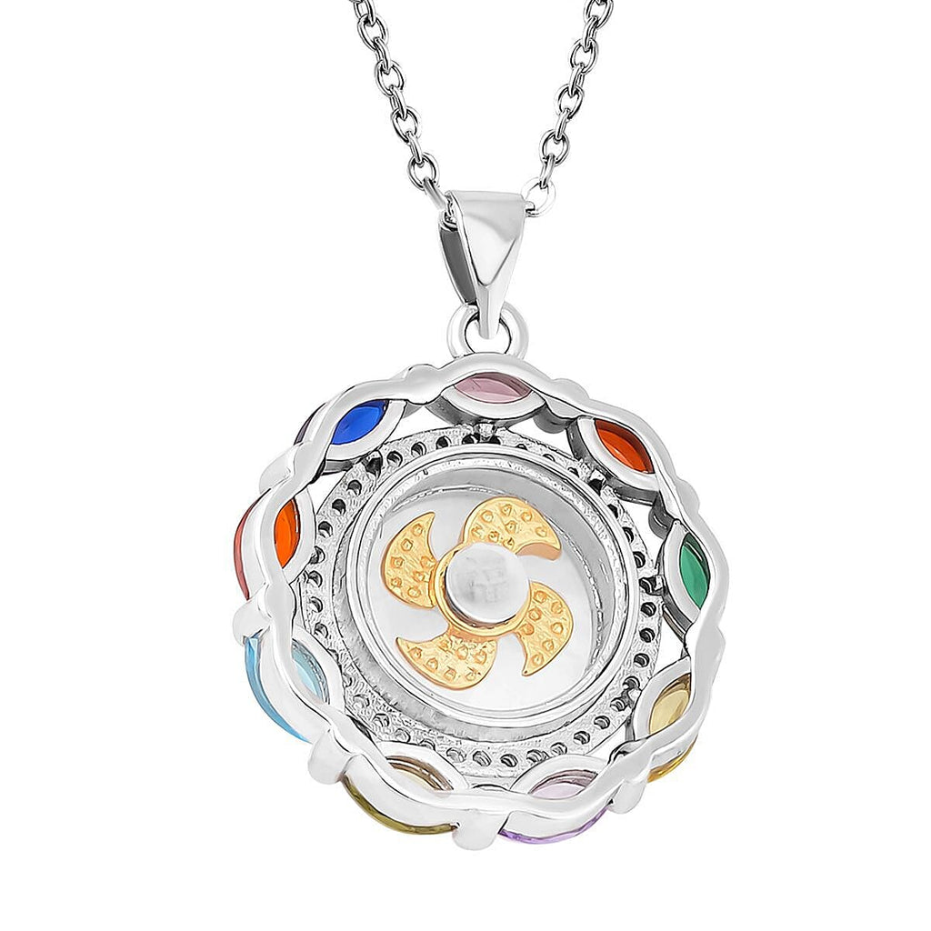 Simulated Multi Sapphire Pendant with Chain (Size 20 with 2 Inch )