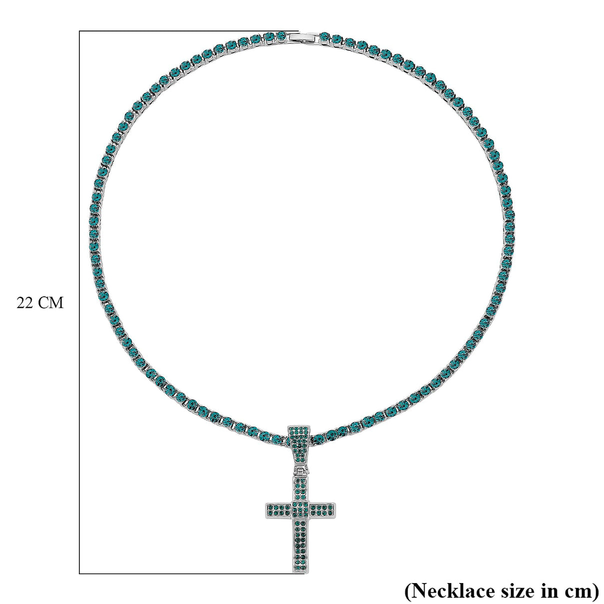 Austrian Green Crystal Cross Pendant with Chain (Size - 20) V32489075 6