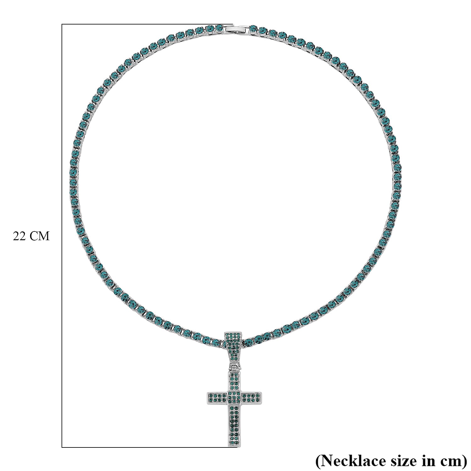 Austrian Green Crystal Cross Pendant with Chain (Size - 20) V32489075 6