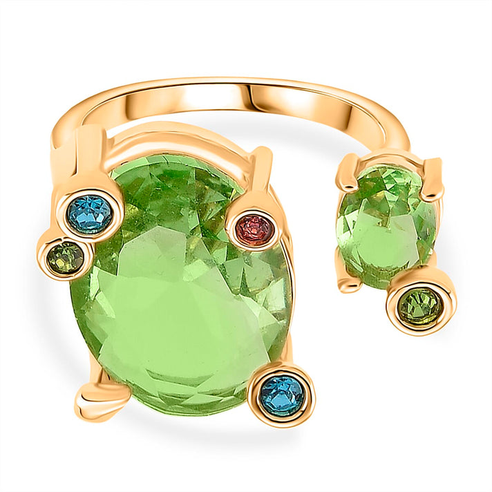 Austrian Multi Color Crystal Adjsutable Ring in Yellow Gold Tone 8271477 1