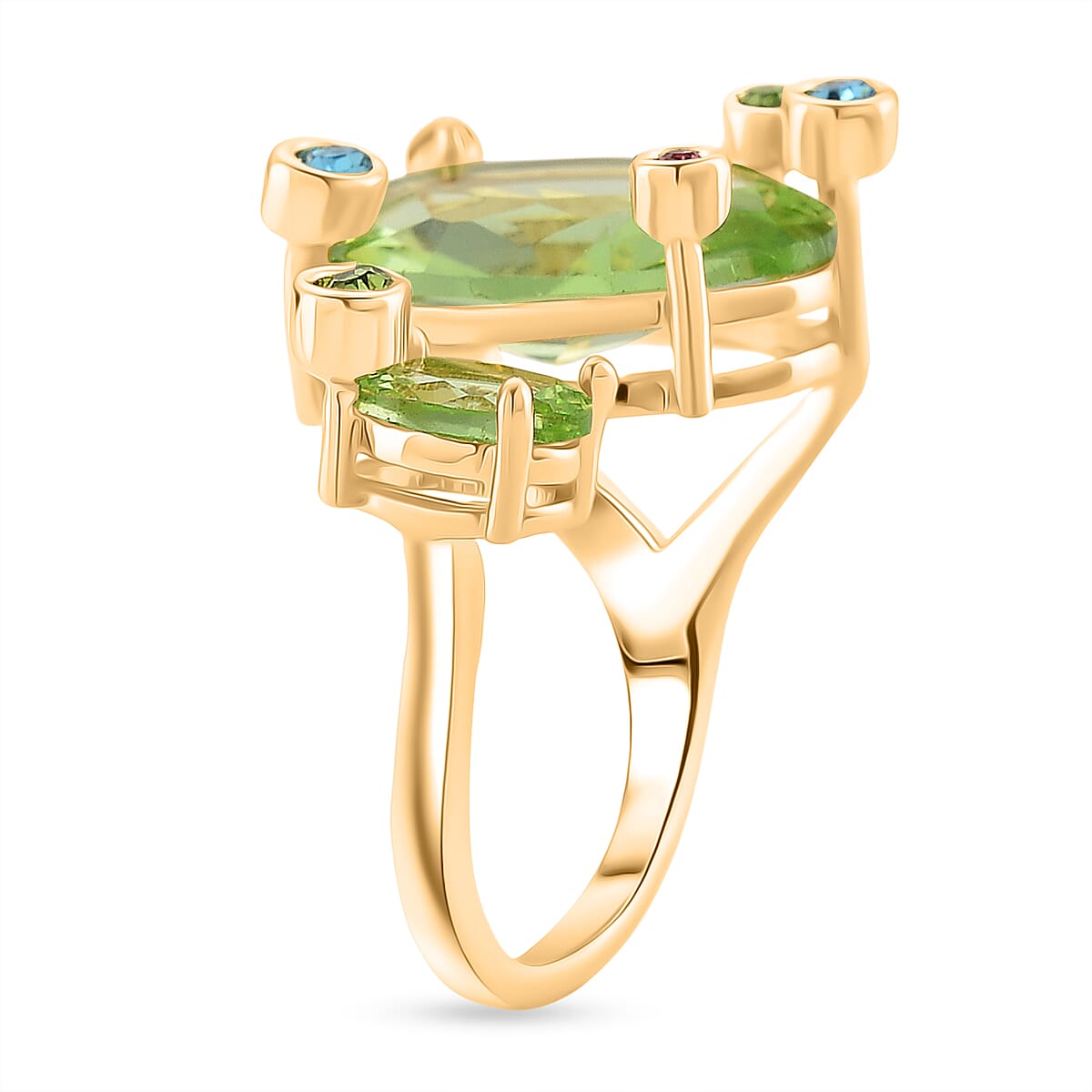Austrian Multi Color Crystal Adjsutable Ring in Yellow Gold Tone 8271477 4
