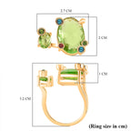 Austrian Multi Color Crystal Adjsutable Ring in Yellow Gold Tone