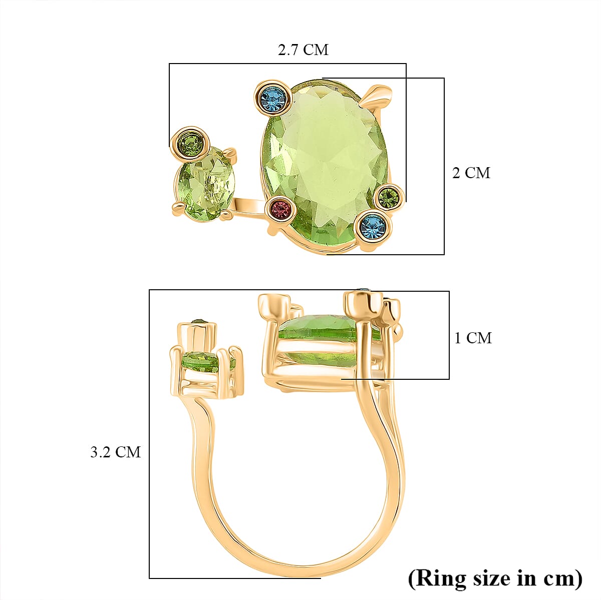Austrian Multi Color Crystal Adjsutable Ring in Yellow Gold Tone 8271477 6