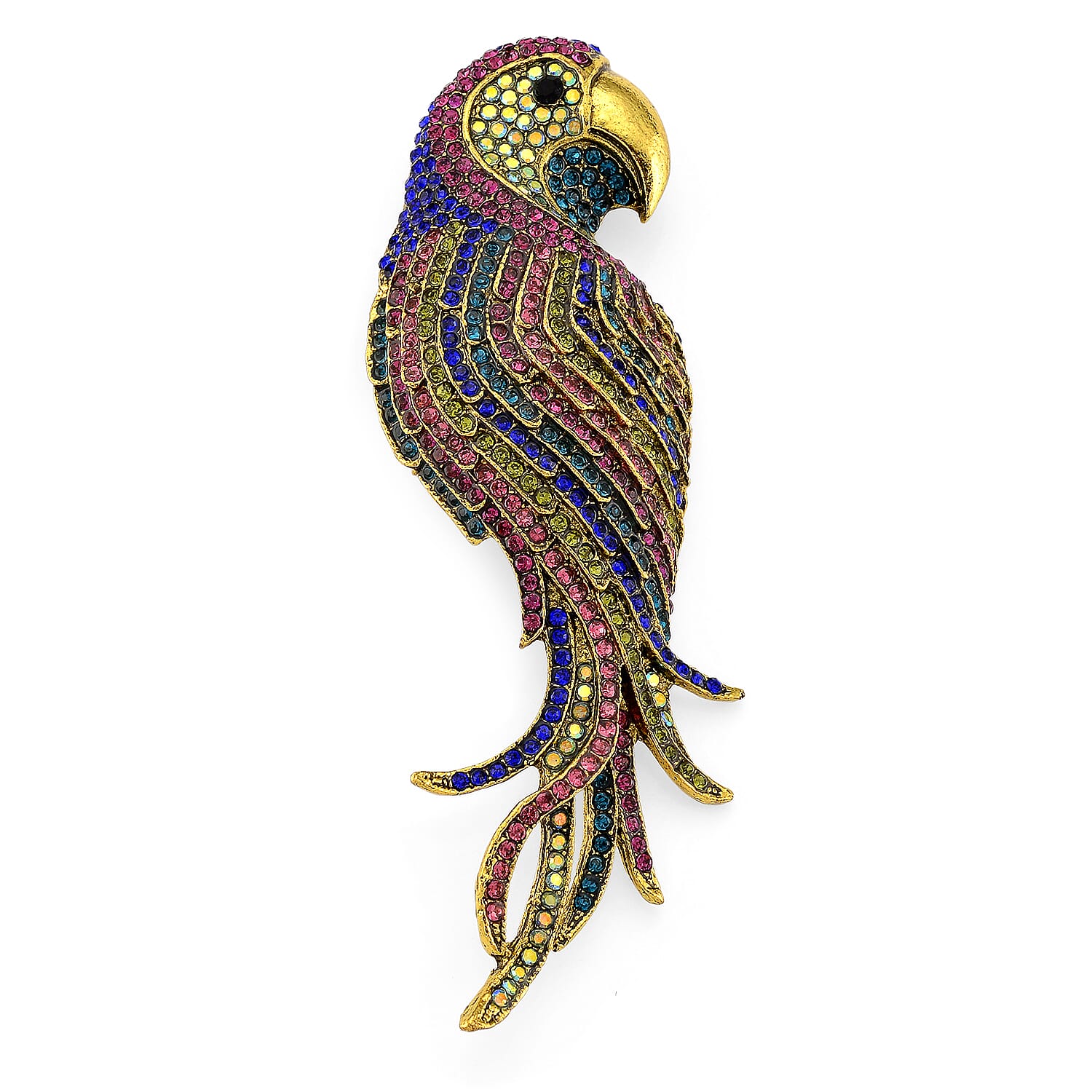 Austrian Multi Colour Crystal Parrot Brooch Cum Pendant 8256709 0