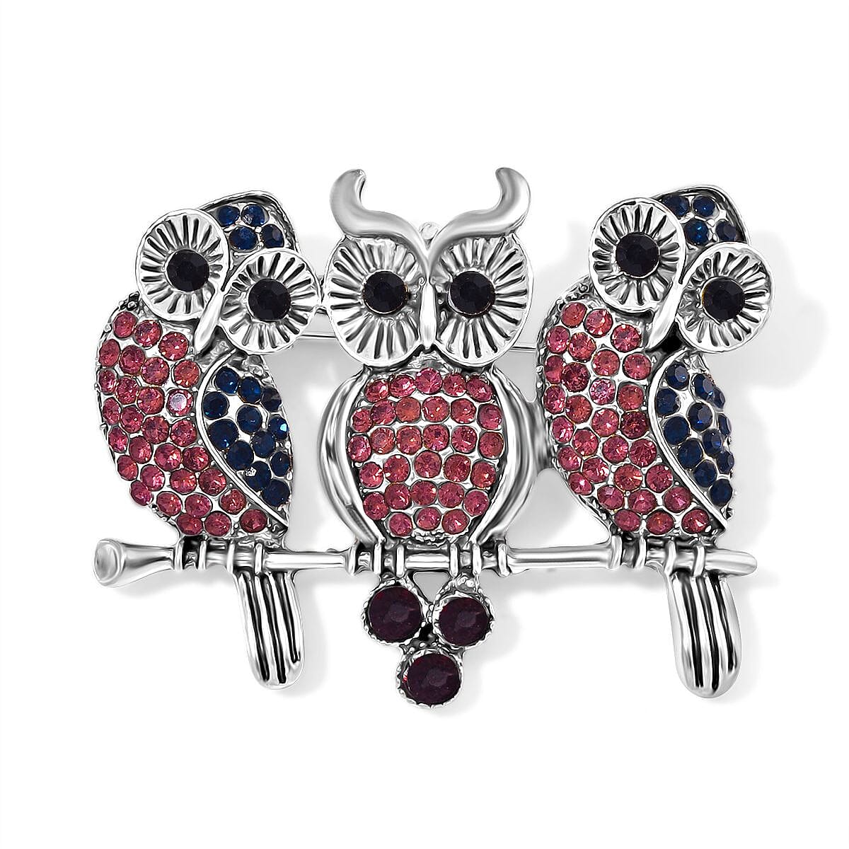 Austrian Multi Color Crystal Owl Brooch &amp; Pendent 8256526 0
