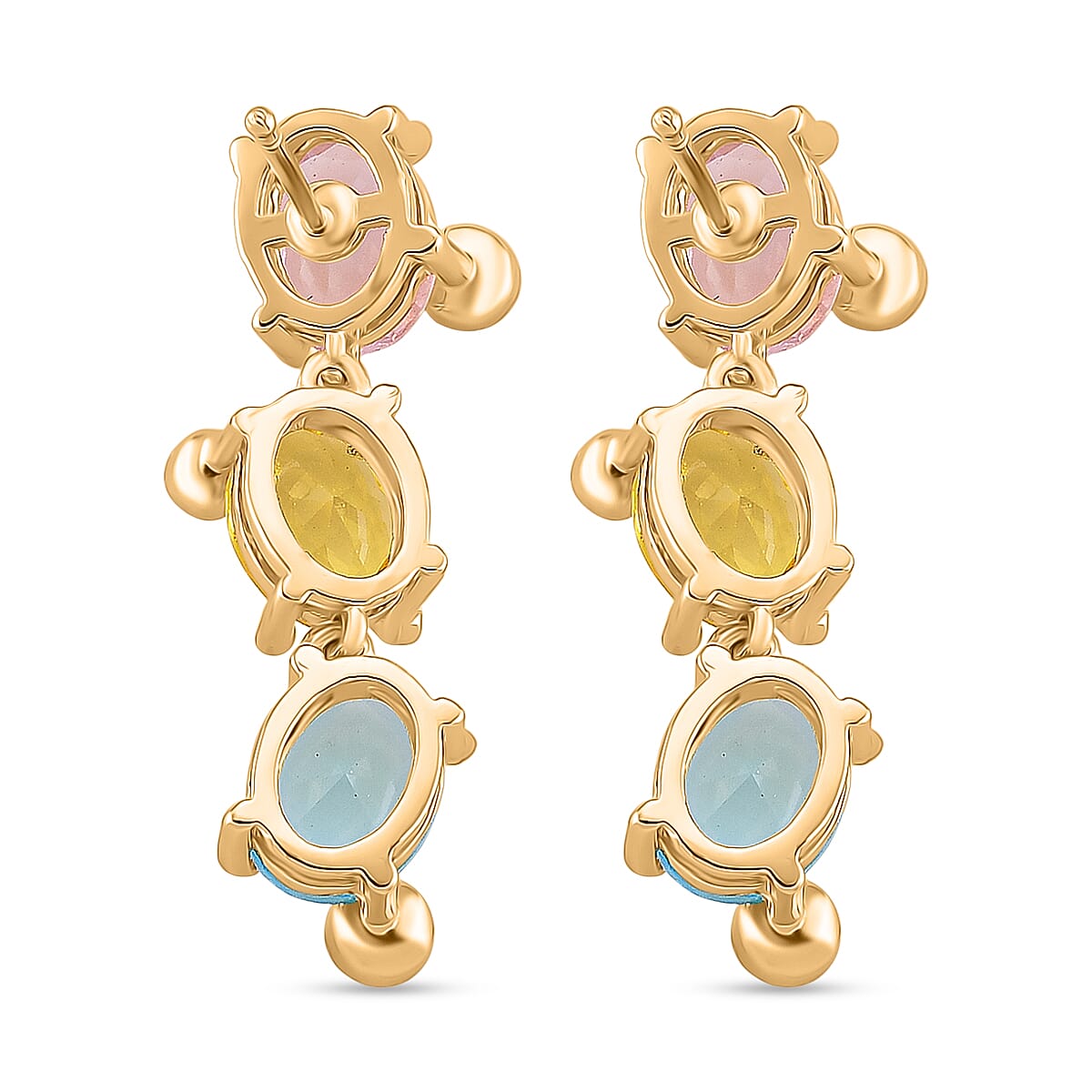 Austrian Multi Color Crystal Dangling Earring with Push Back in Yellow Gold Tone 8271472 5