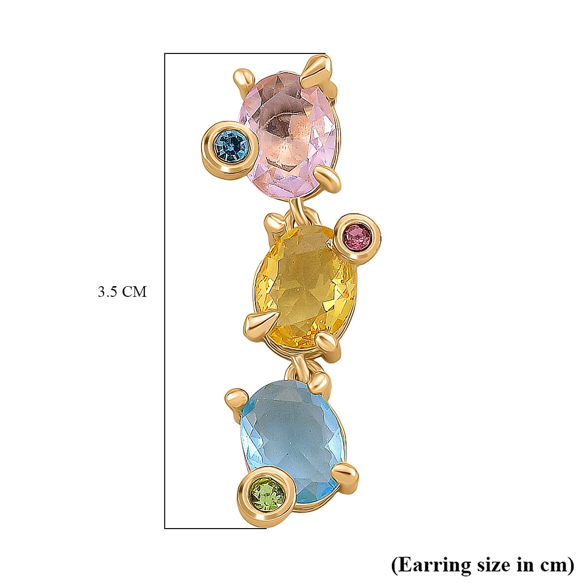 Austrian Multi Color Crystal Dangling Earring with Push Back in Yellow Gold Tone 8271472 6
