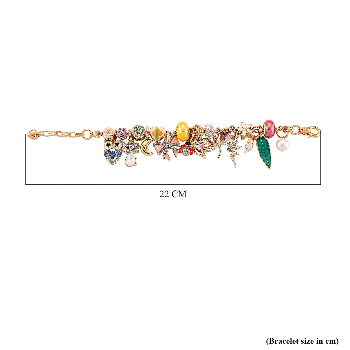 Austrian Multi Colour Crystal &amp; Pearl Dangle Charm Bracelet (Size - 7+1 EXT) in Yellow Gold Tone 8278838 7