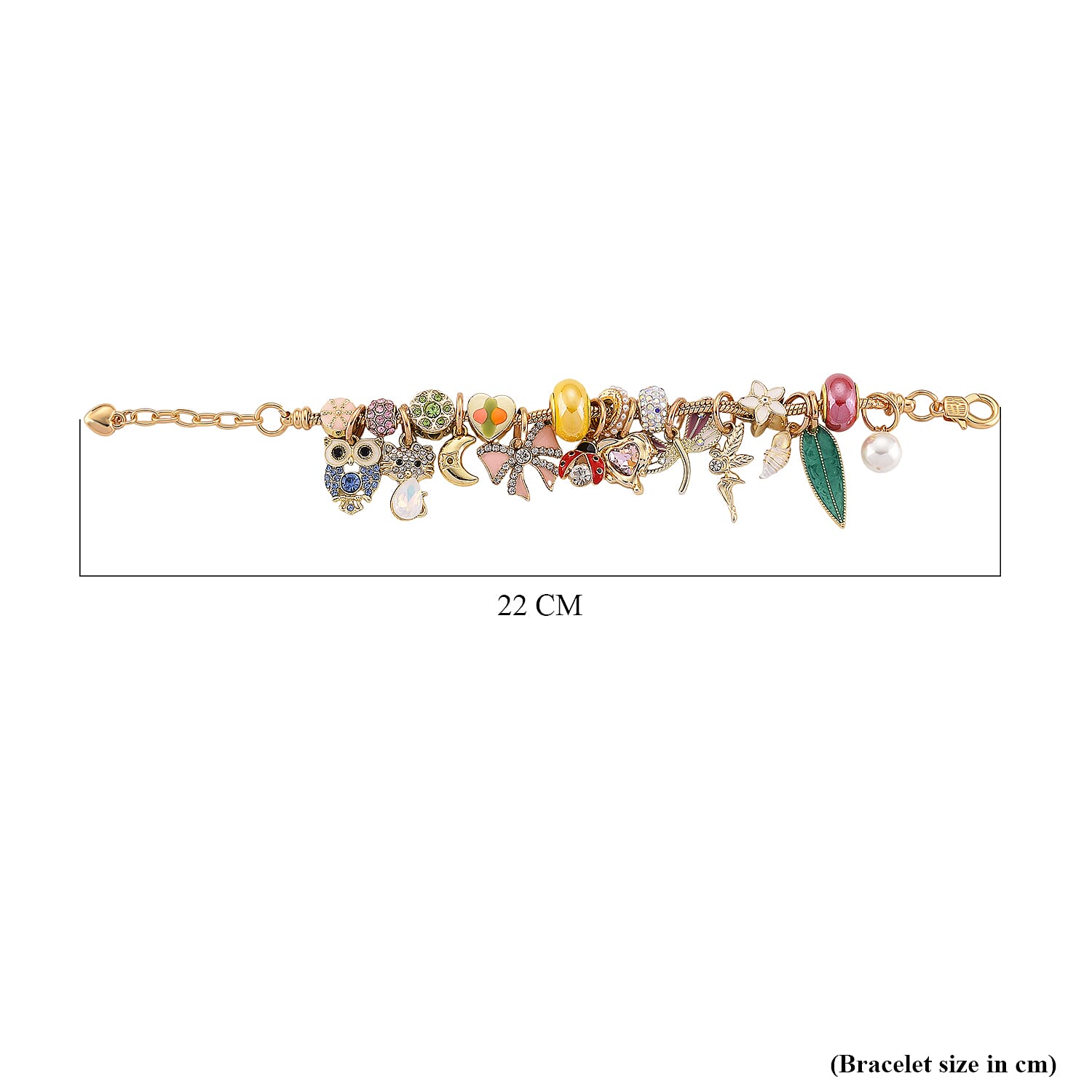 Austrian Multi Colour Crystal &amp; Pearl Dangle Charm Bracelet (Size - 7+1 EXT) in Yellow Gold Tone 8278838 7