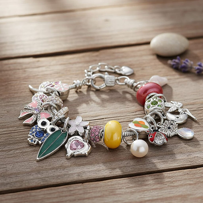 Austrian Multi Colour Crystal &amp; Pearl Enamel Chain Bracelet (Size - 7+1 EXT) 8278828 2