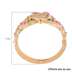 STRADA Japanese Movt. Water-Resistant Floral Bangle Watch with Multi Colour Enamel & Crystal Strap