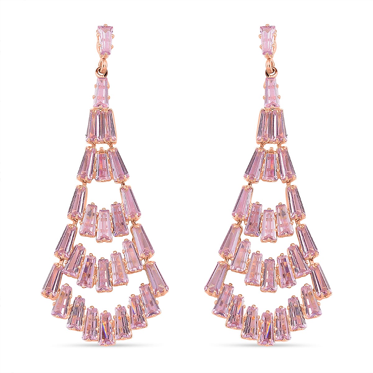 Boutique Collection - Austrian Pink Crystal Dangling Earrings in Rose Gold Plated 8254423 0