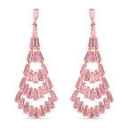Boutique Collection - Austrian Pink Crystal Dangling Earrings in Rose Gold Plated