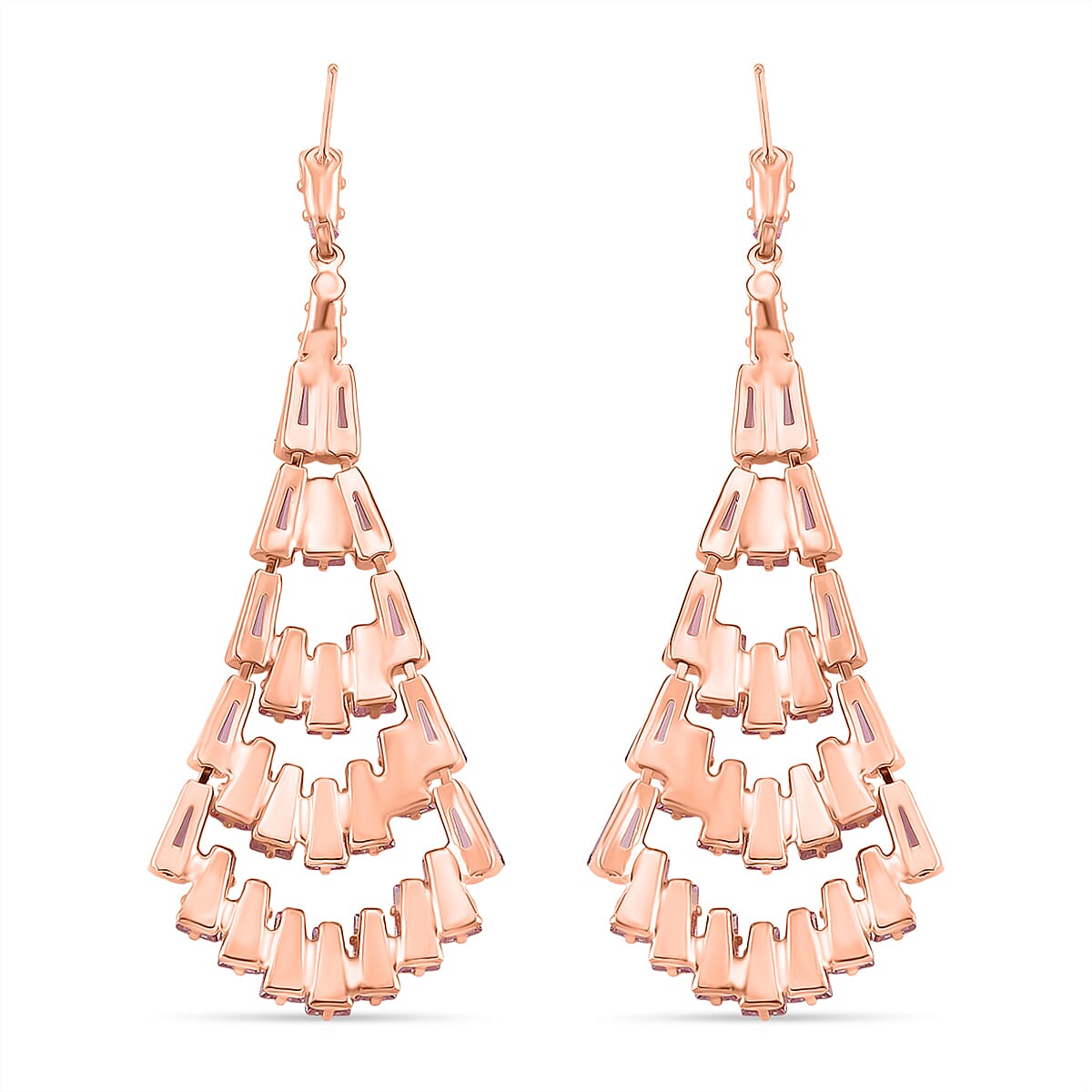 Boutique Collection - Austrian Pink Crystal Dangling Earrings in Rose Gold Plated 8254423 3