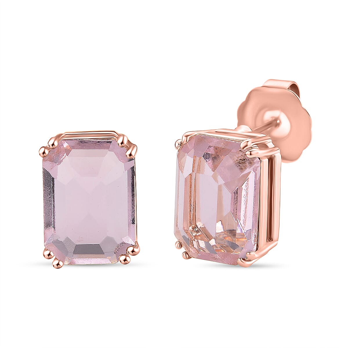 Austrian Pink Crystal Solitaire Stud Earring with Push Back in Rose Gold Tone 8162374 0