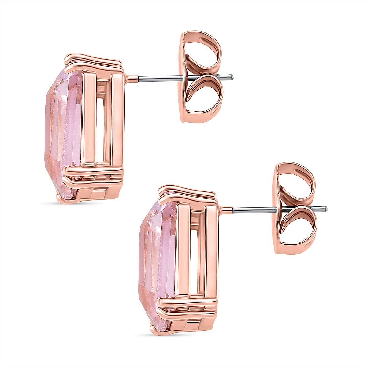 Austrian Pink Crystal Solitaire Stud Earring with Push Back in Rose Gold Tone 8162374 4
