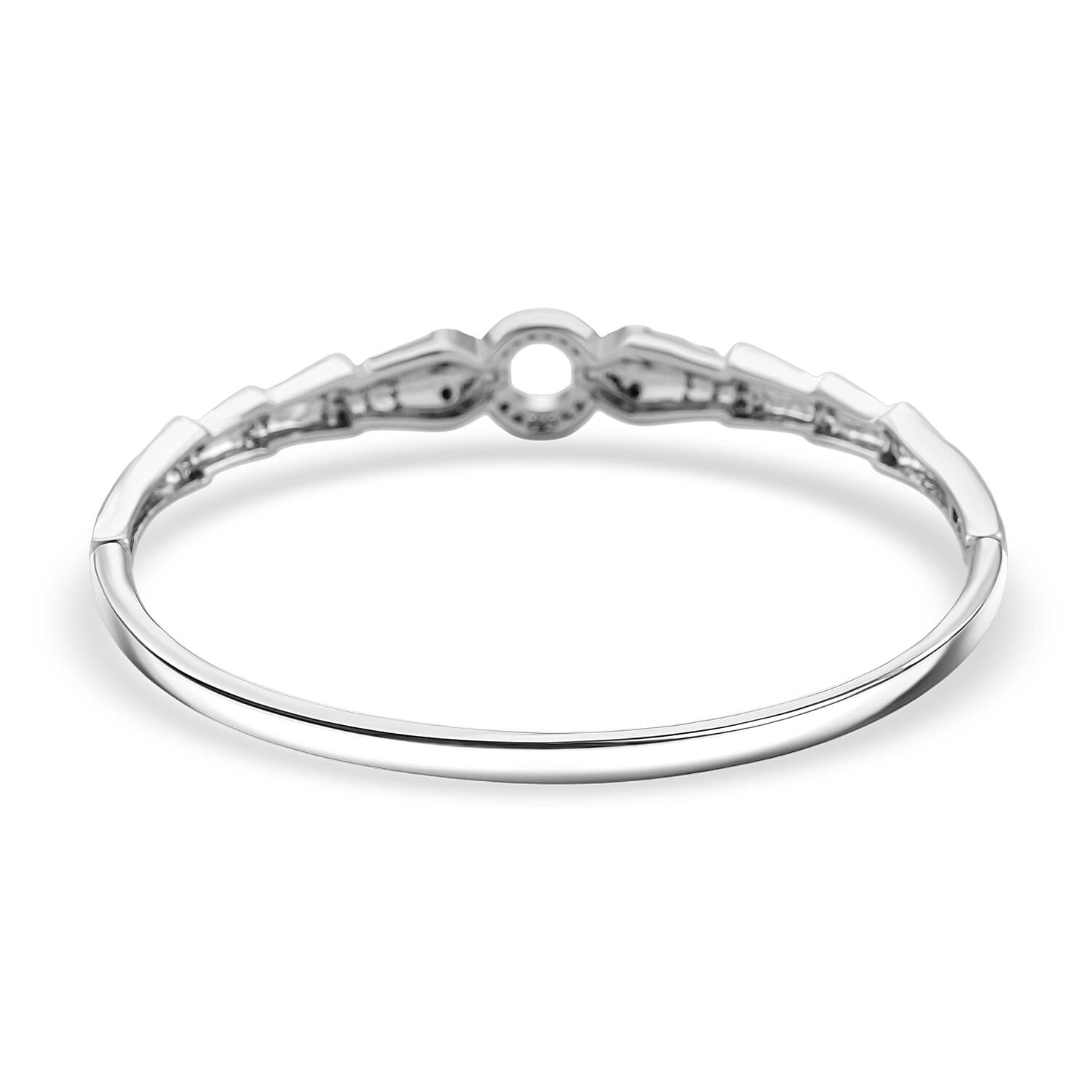 Biacco Collection - Austrian White Crystal &amp; Austrian Black Crystal Bangle (Size 7.5) in White Gold Plated 8244402 5