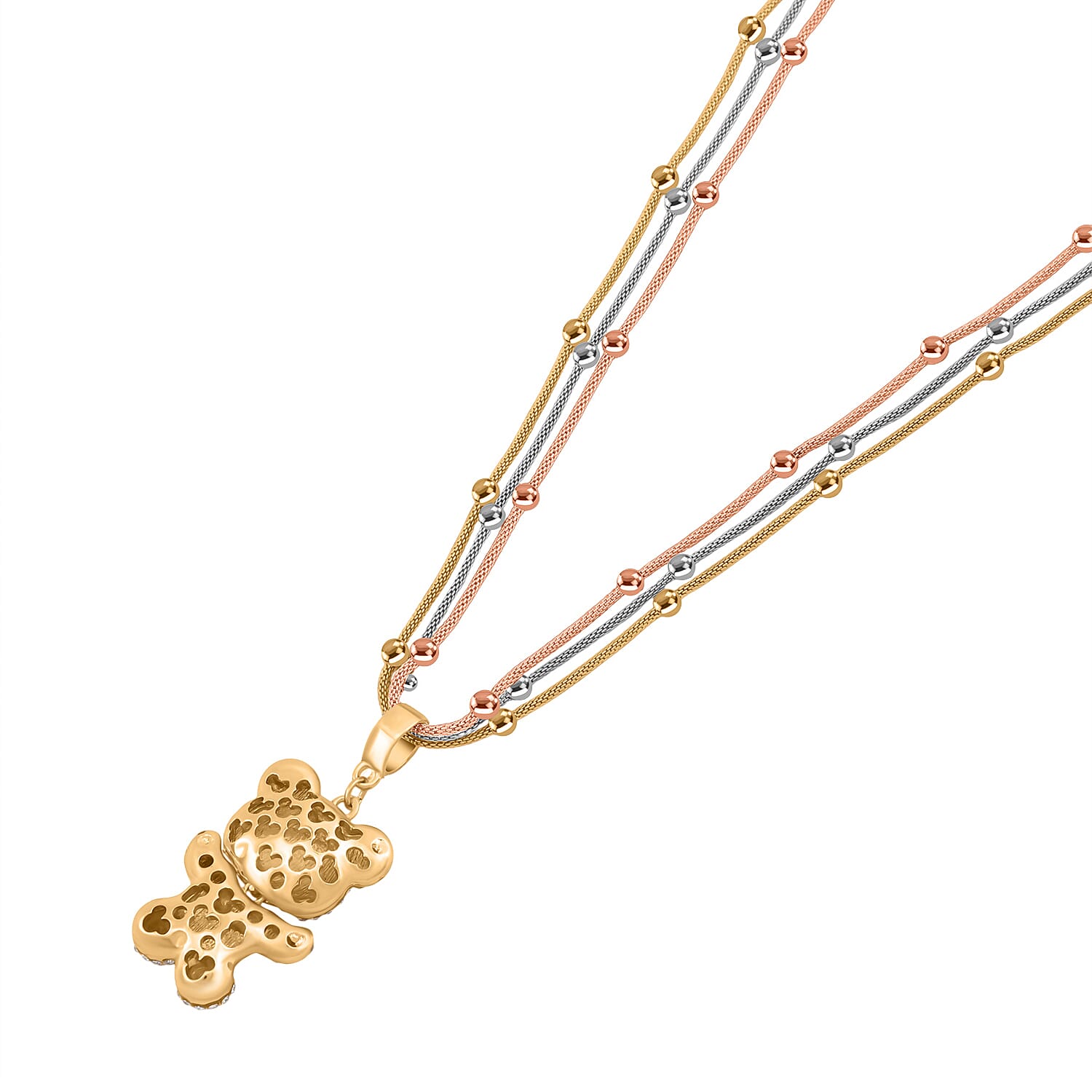 Austrian White Crystal &amp; Austrian Black Crystal Multi-Row Bear Necklace (Size - 22-2 Ext.) 8252535 4
