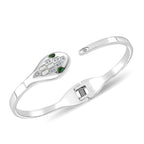 BIGGEST DESIGNER CLOSEOUT - Biacco Collection - Green Cubic Zirconia & White Cubic Zirconia Serpent Bangle (Size 7.5)