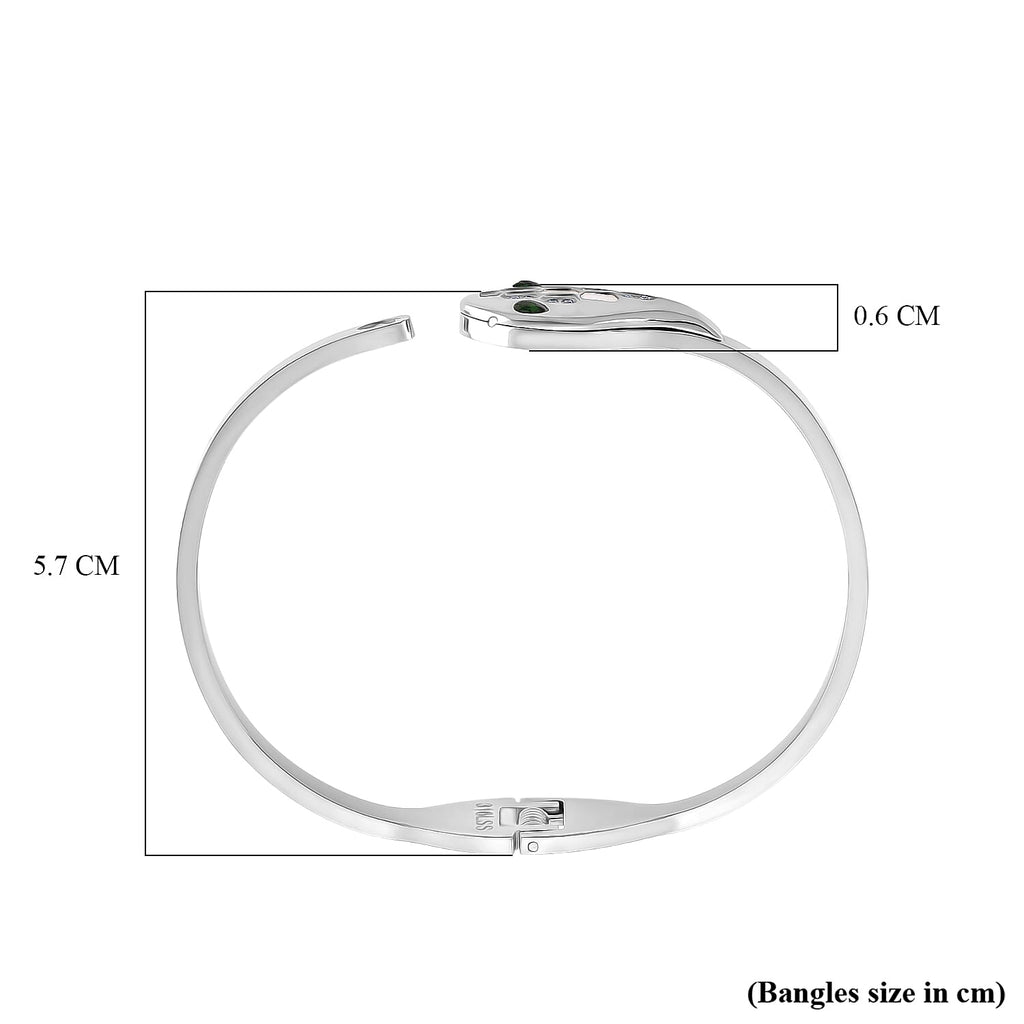 BIGGEST DESIGNER CLOSEOUT - Biacco Collection - Green Cubic Zirconia & White Cubic Zirconia Serpent Bangle (Size 7.5)