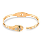 BIGGEST DESIGNER CLOSEOUT - Biacco Collection - Green Cubic Zirconia & White Cubic Zirconia Serpent Bangle (Size 7.5)