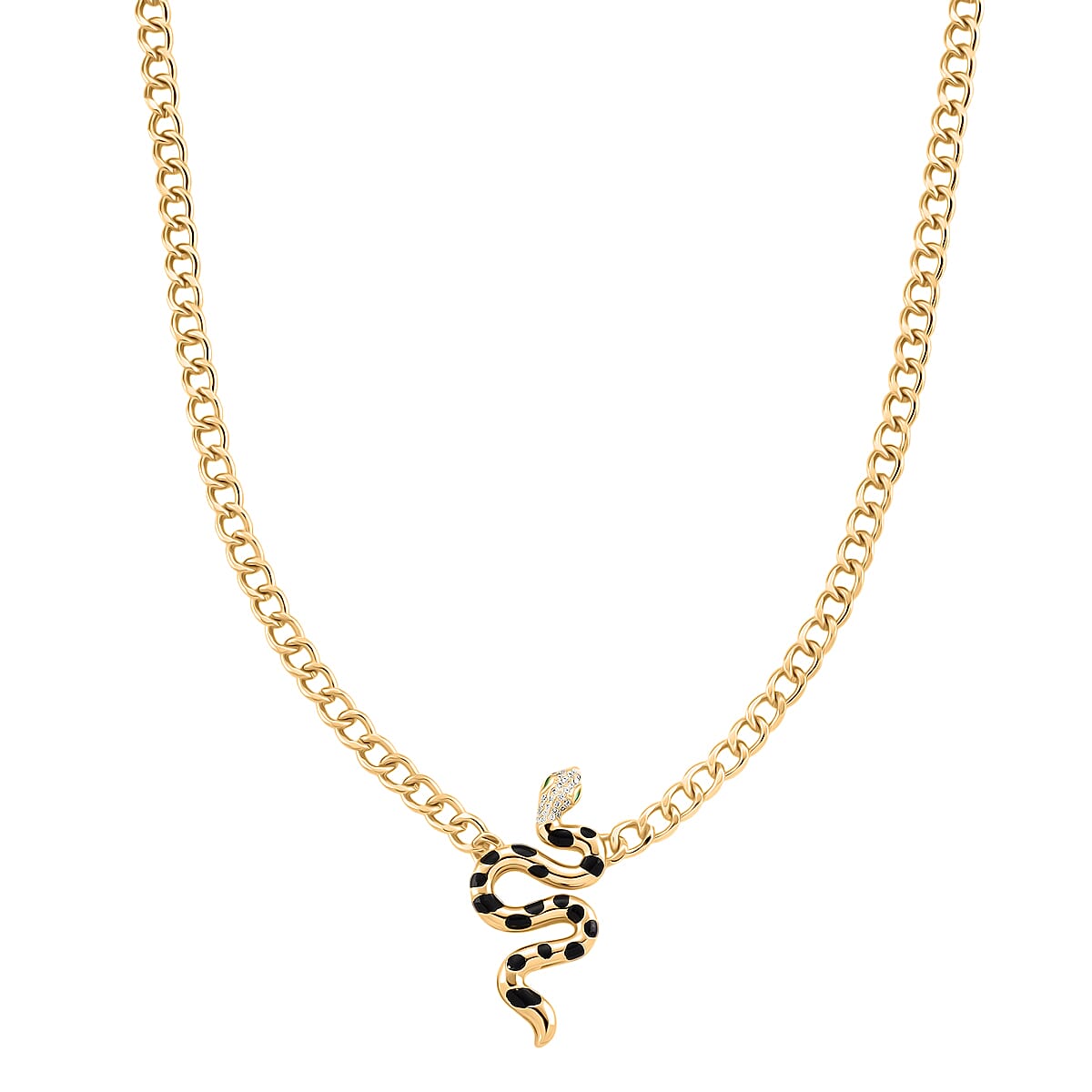 Austrian White Crystal &amp; Austrian Green Crystal Necklace (Size - 20 - 2) in Yellow Gold Plated 8244391 0