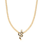 Austrian White Crystal & Austrian Green Crystal Necklace (Size - 20 - 2) in Yellow Gold Plated