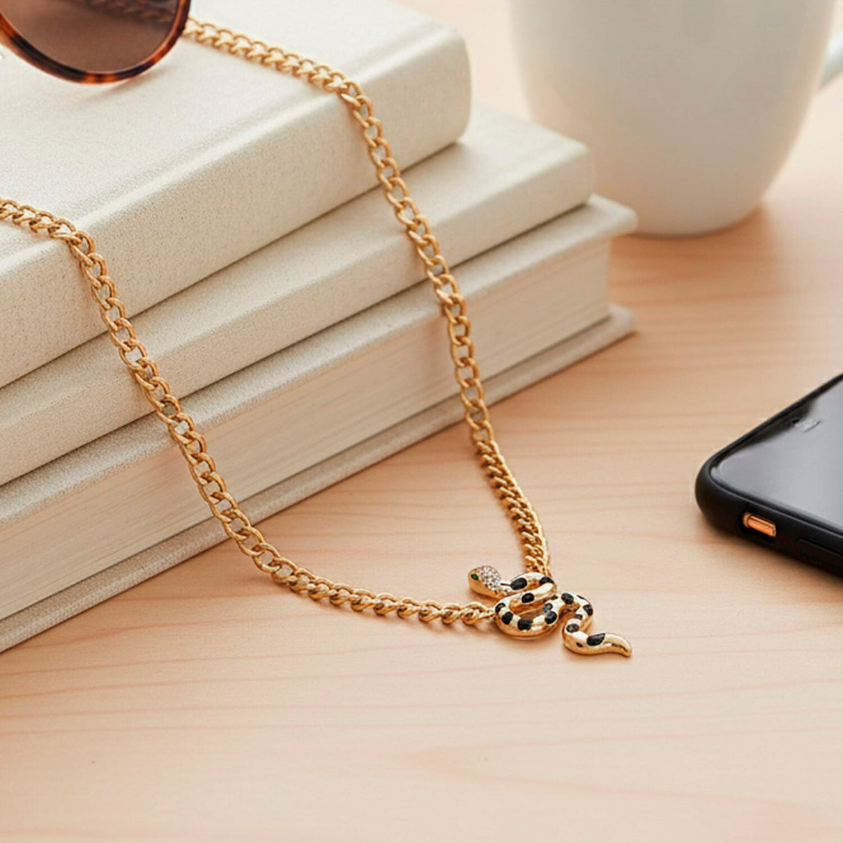 Austrian White Crystal &amp; Austrian Green Crystal Necklace (Size - 20 - 2) in Yellow Gold Plated 8244391 2