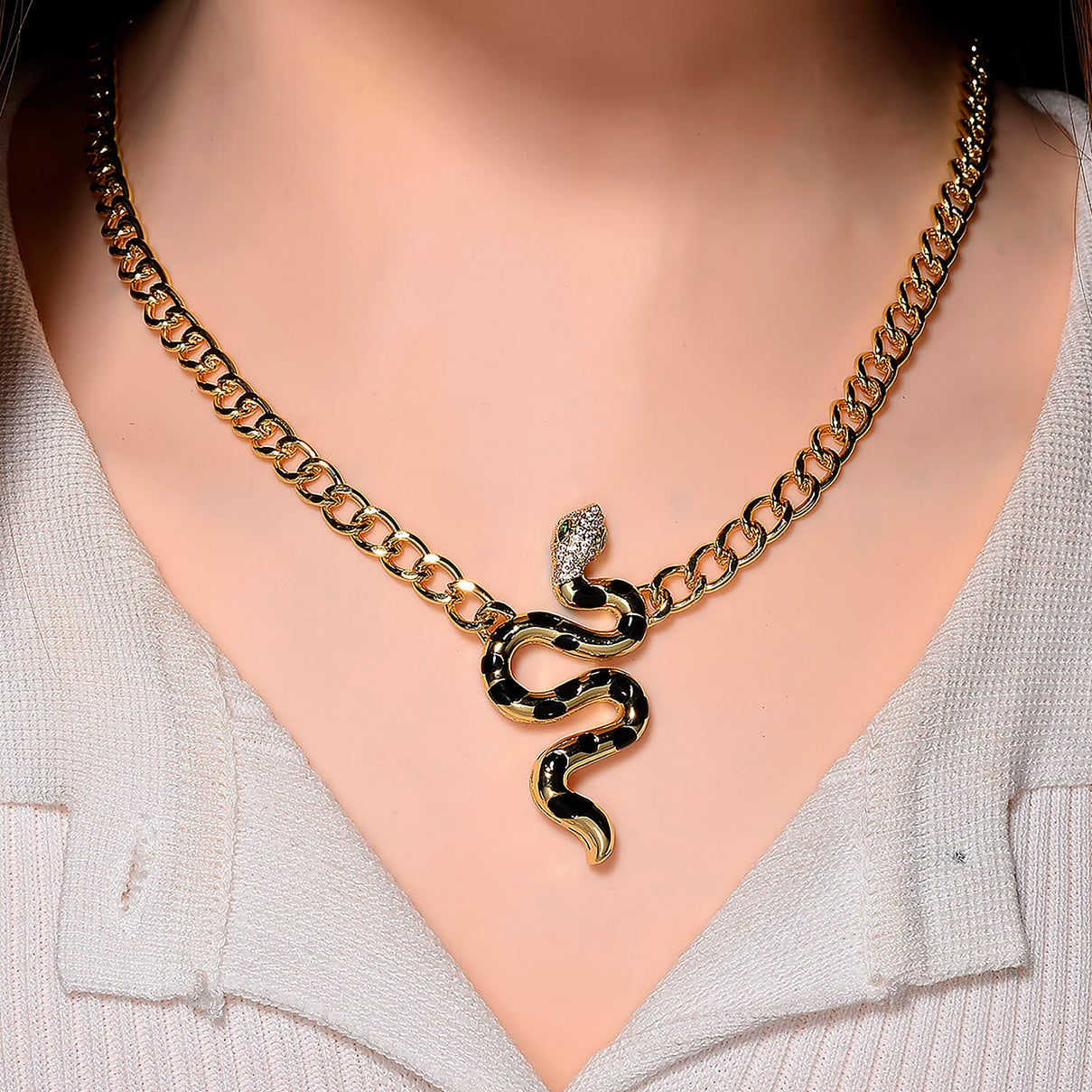 Austrian White Crystal &amp; Austrian Green Crystal Necklace (Size - 20 - 2) in Yellow Gold Plated 8244391 3