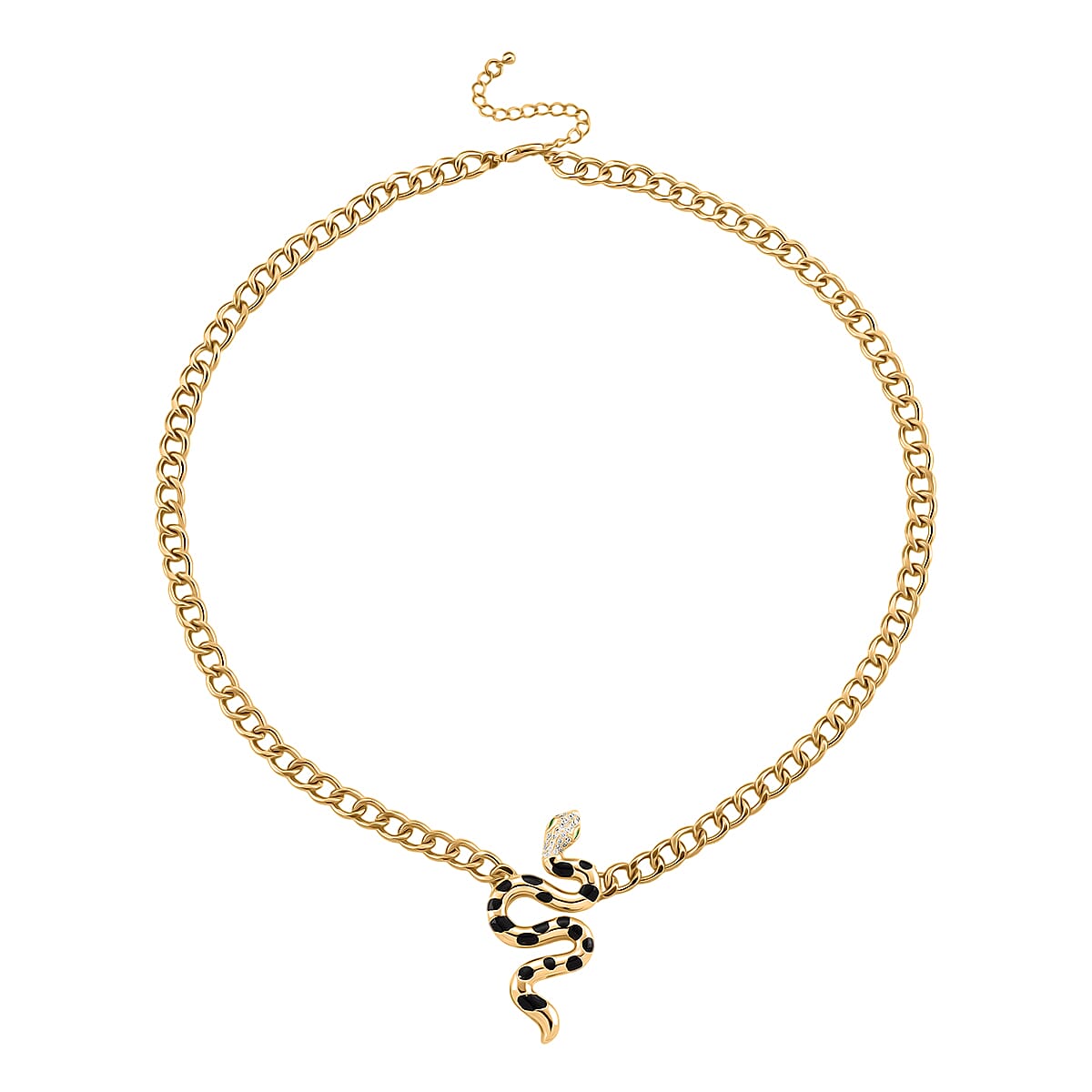 Austrian White Crystal &amp; Austrian Green Crystal Necklace (Size - 20 - 2) in Yellow Gold Plated 8244391 4