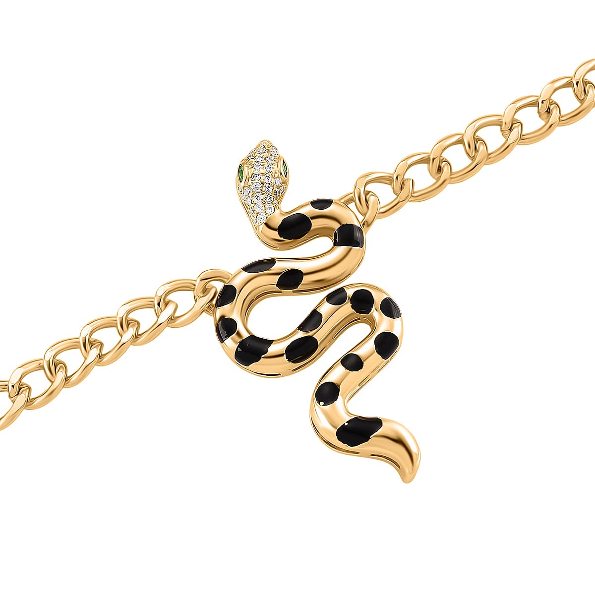 Austrian White Crystal &amp; Austrian Green Crystal Necklace (Size - 20 - 2) in Yellow Gold Plated 8244391 5
