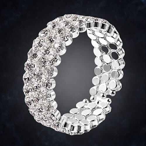 Austrian White Crystal Bangle (Size 6.5) in Silver Tone 6026038 0