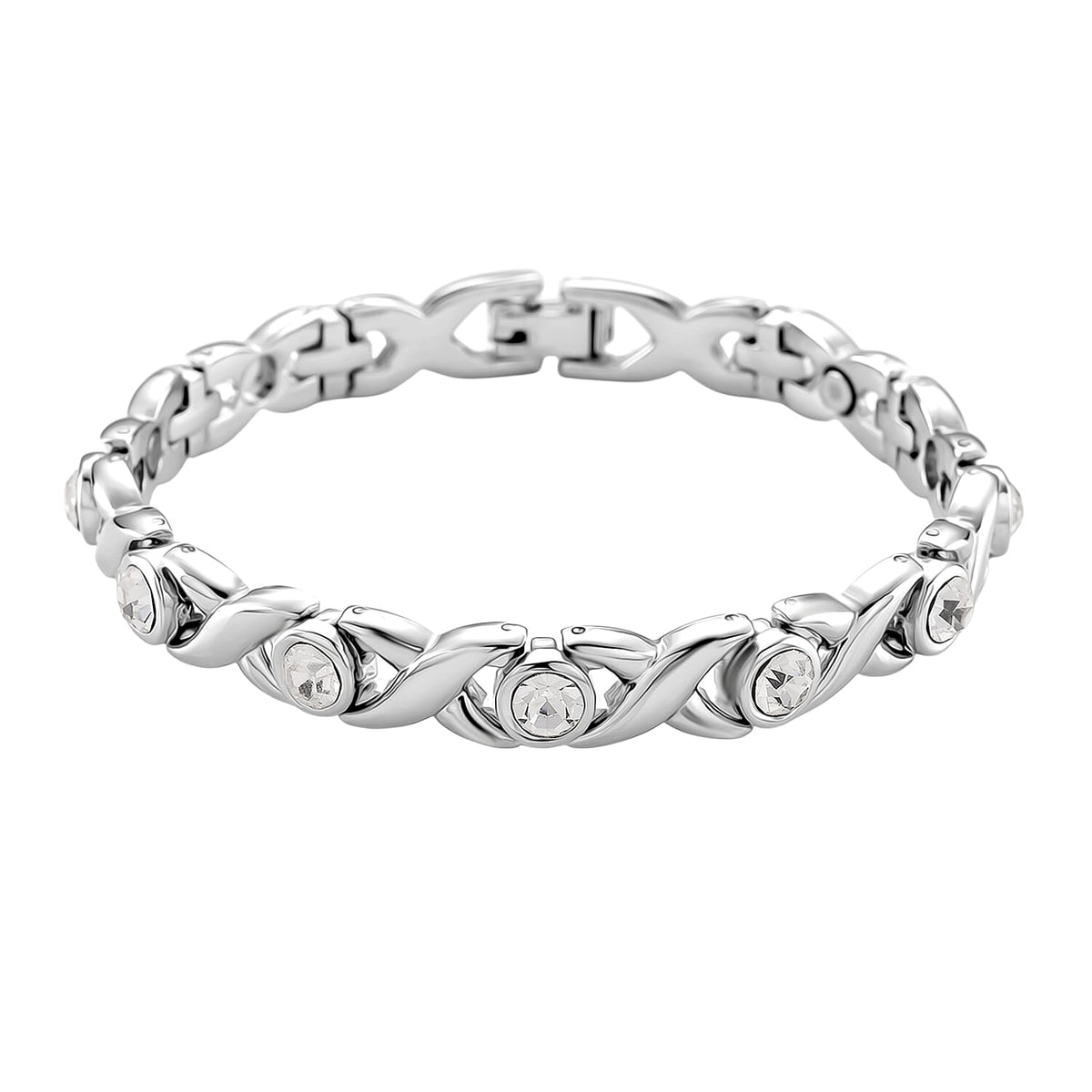 Austrian White Crystal Beads Bracelet (Size - 7.5) in Silver Colour Tone 1.10 Ct. 8196339 0
