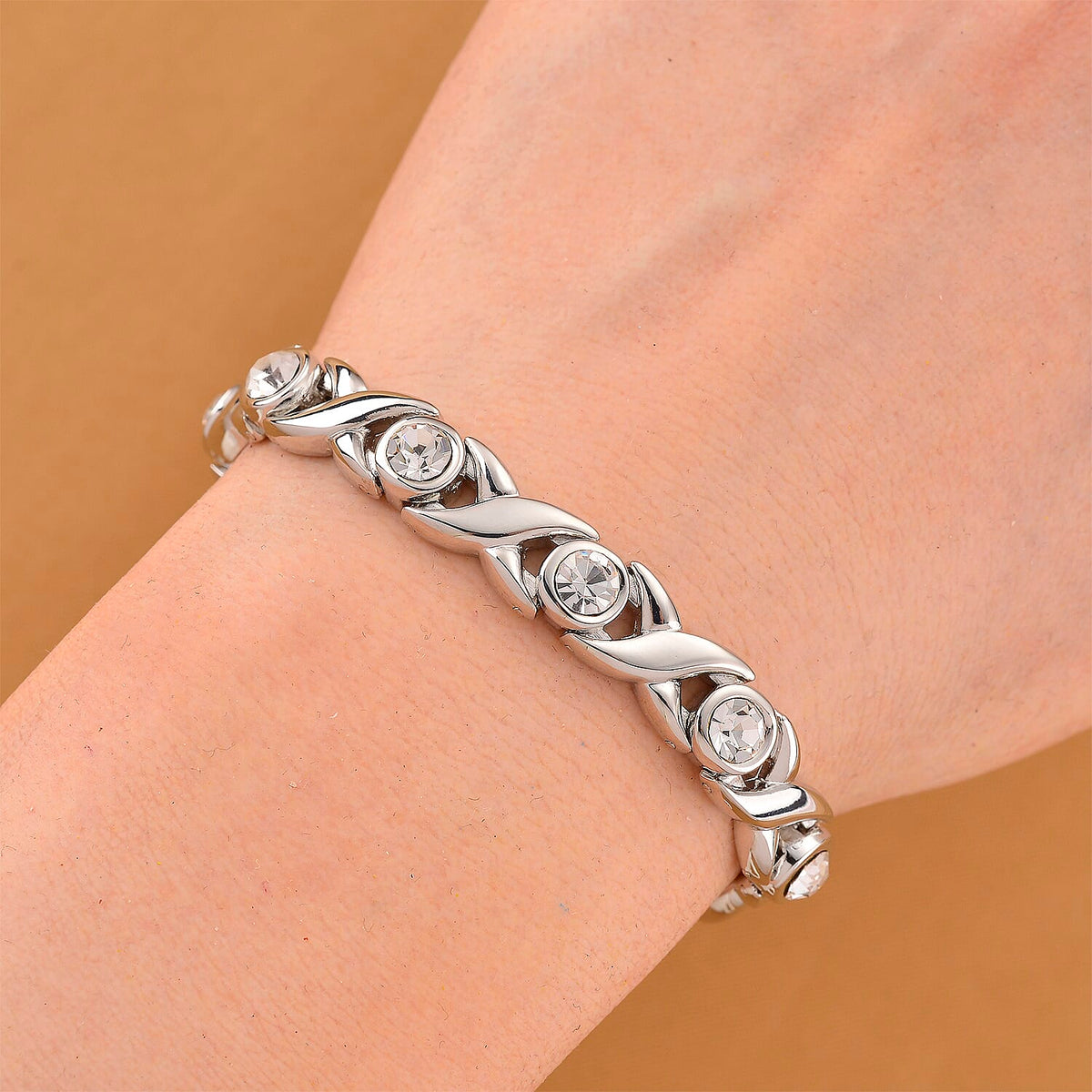 Austrian White Crystal Beads Bracelet (Size - 7.5) in Silver Colour Tone 1.10 Ct. 8196339 2