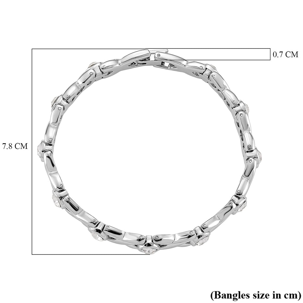 Austrian White Crystal Beads Bracelet (Size - 7.5) in Silver Colour Tone 1.10 Ct.