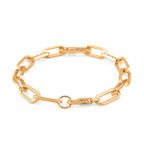 Designer Inspired - Paperclip Link White Crystal Bracelet (Size - 7.5) with Lobster Clasp in Yellow Gold Tone