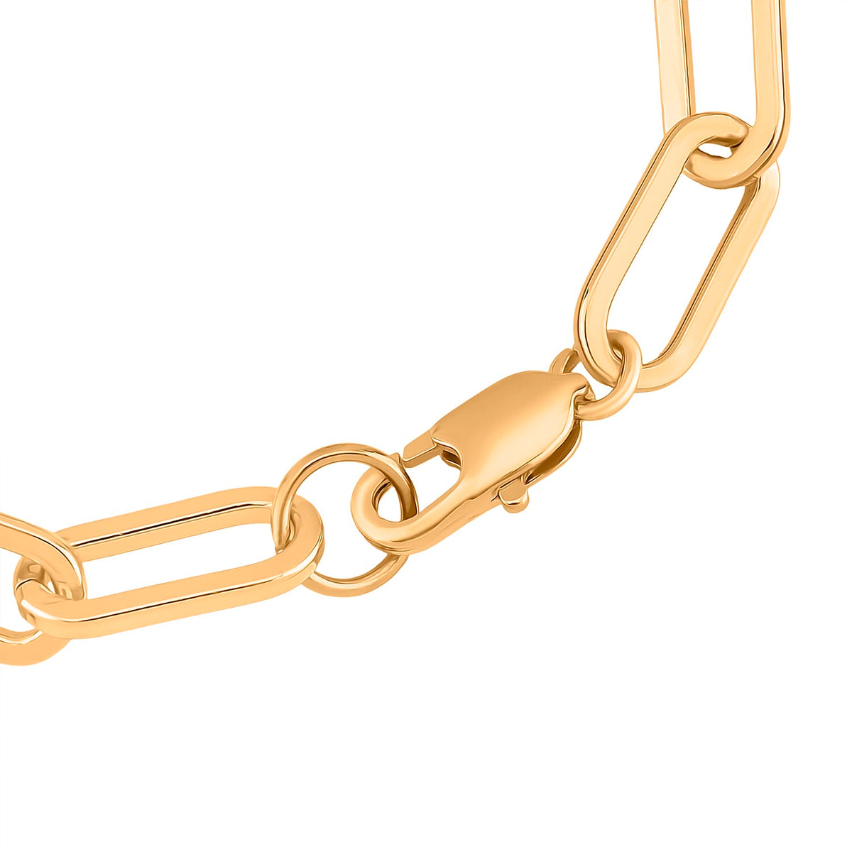 Designer Inspired - Paperclip Link White Crystal Bracelet (Size - 7.5) with Lobster Clasp in Yellow Gold Tone 8139901 5