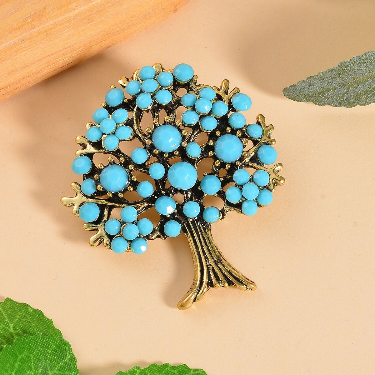 Austrian Blue Crystal Tree Brooch 8256476 1